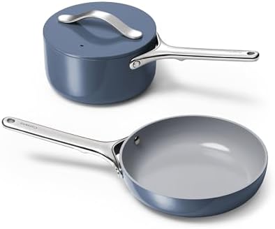 Caraway Mini Duo - Non-Stick Ceramic Mini Fry Pan (1.05 qt, 8") & Mini Sauce Pan (1.75 qt) - Non Toxic, PTFE & PFOA Free - Oven Safe & Stovetop Agnostic (Gas, Electric & Induction) - Navy Amazon.ca: Home