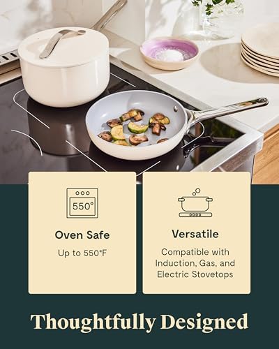 Caraway Mini Duo - Non-Stick Ceramic Mini Fry Pan (1.05 qt, 8") & Mini Sauce Pan (1.75 qt) - Non Toxic, PTFE & PFOA Free - Oven Safe & Stovetop Agnostic (Gas, Electric & Induction) - Navy Amazon.ca: Home - Image 5