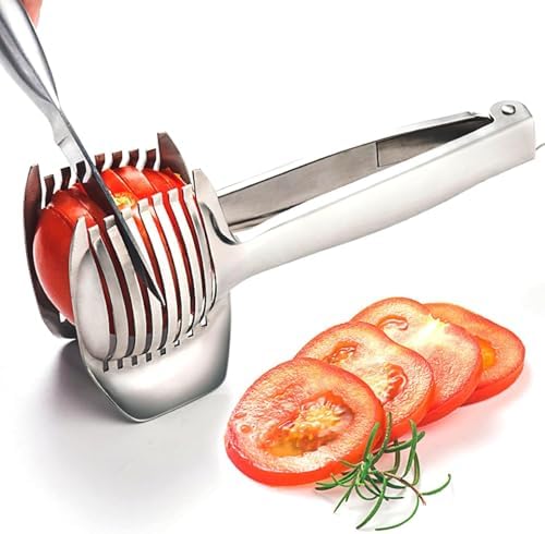 1Pc Tomato Lemon Slicer Holder Egg Slicing Tool Onion Shredder Cutter Guide Tongs, Round Fruit Handheld Tongs, Lemon Cutter for Eggs and Vegetables Amazon.ca: Home