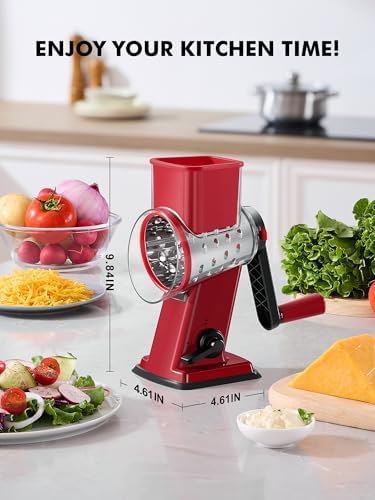 Alternative view of GDL Rotary Cheese Grater Hand Crank - Upgraded Cheese Shredder with 4 Interchangeable Blades, Rotary Grater with Non-Slip Suction Base, Easy to Clean Kitchen Grater Slicer Grinder for Vegetable Nuts  Amazon.ca: Home