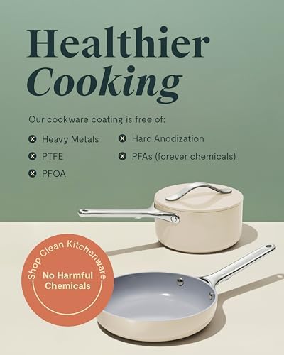 Caraway Mini Duo - Non-Stick Ceramic Mini Fry Pan (1.05 qt, 8") & Mini Sauce Pan (1.75 qt) - Non Toxic, PTFE & PFOA Free - Oven Safe & Stovetop Agnostic (Gas, Electric & Induction) - Navy Amazon.ca: Home - Image 7