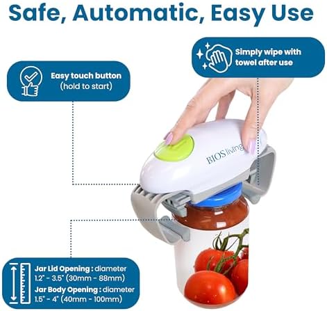 BIOS Living Electric Jar Opener – Automatic Hands-Free Jar Opener for Stubborn Lids, One-Touch Operation, Battery Powered Amazon.ca: Home - Image 3