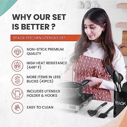 40PCs Silicone Cooking Utensils Set 446℉ Heat Resistance, RFAQK BPA Free Kitchen Utensils Set for Nonstick Cookware, Gadgets Includes Can Opener, Potato Smasher,Peeler,Tongs,Spatula Set,Pizza Cutter Amazon.ca: Home - Image 7