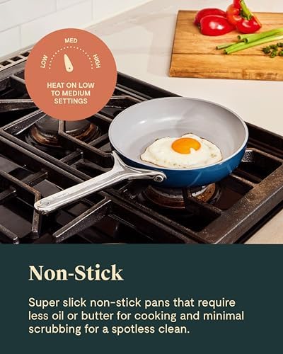 Caraway Mini Duo - Non-Stick Ceramic Mini Fry Pan (1.05 qt, 8") & Mini Sauce Pan (1.75 qt) - Non Toxic, PTFE & PFOA Free - Oven Safe & Stovetop Agnostic (Gas, Electric & Induction) - Navy Amazon.ca: Home - Image 6
