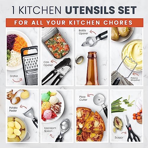 40PCs Silicone Cooking Utensils Set 446℉ Heat Resistance, RFAQK BPA Free Kitchen Utensils Set for Nonstick Cookware, Gadgets Includes Can Opener, Potato Smasher,Peeler,Tongs,Spatula Set,Pizza Cutter Amazon.ca: Home - Image 4